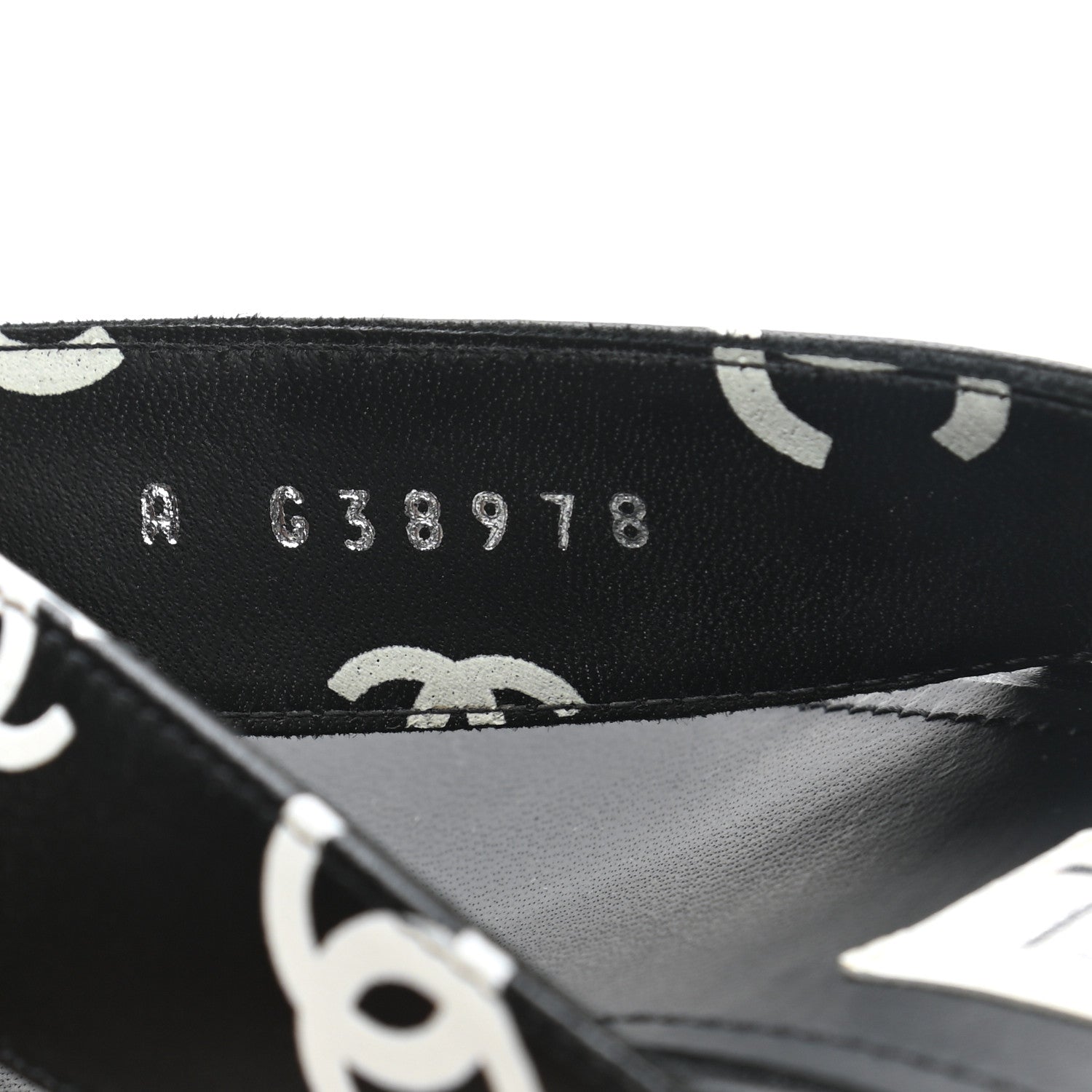 Chanel Lambskin Printed CC Thong Sandals 37 Black White 6 of 10