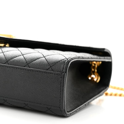 Saint Laurent Grain De Poudre Textured Mixed Matelasse Triquilt Medium Monogram Satchel Black 10 of 10