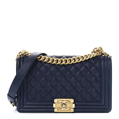 Chanel Caviar Quilted Medium Boy Flap Dark Navy Blue 1 of 11