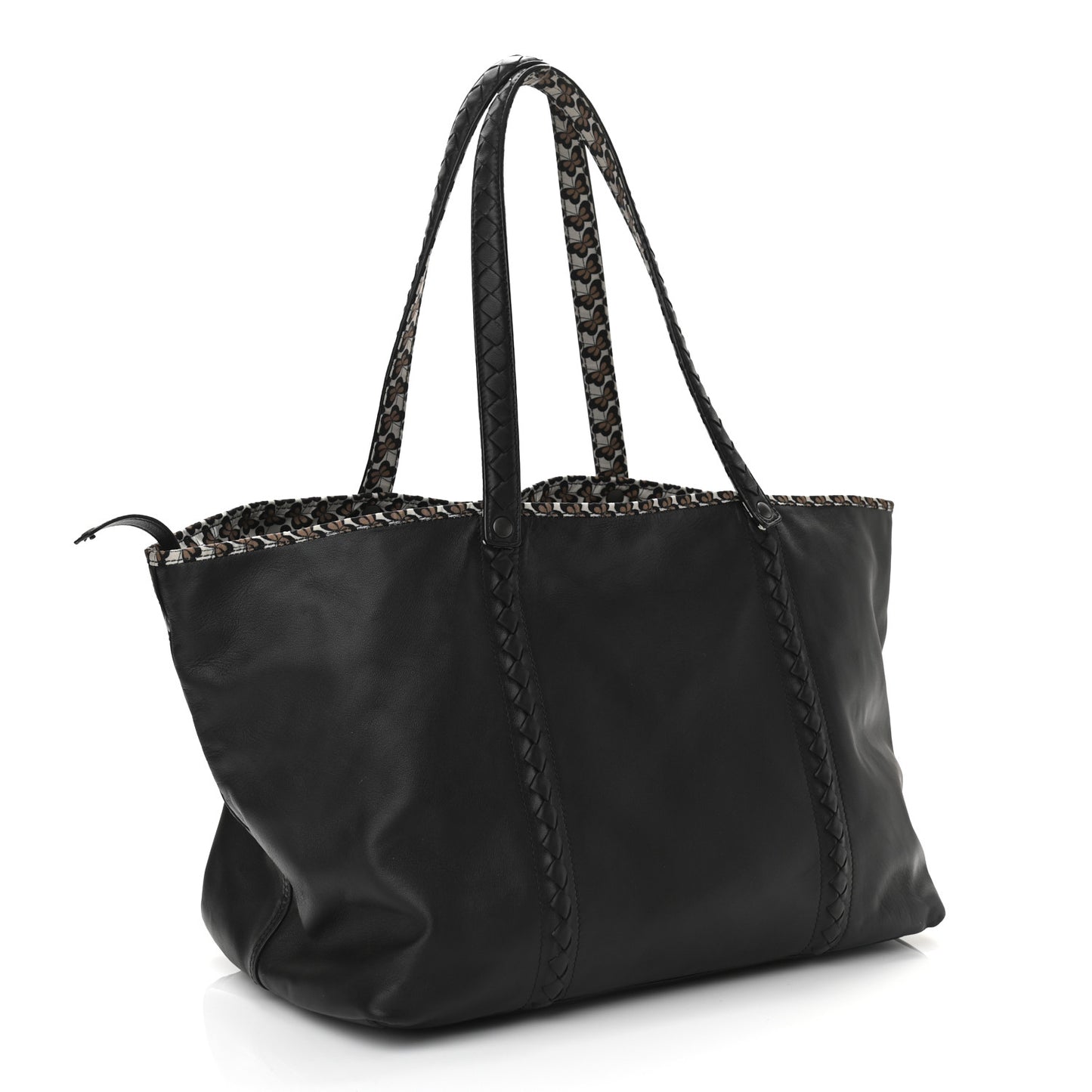 Nappa Nylon Medium Reversible Butterfly Shoulder Bag Black Cement