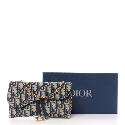 Christian Dior Oblique Saddle Chain Long Wallet Blue 15 of 15