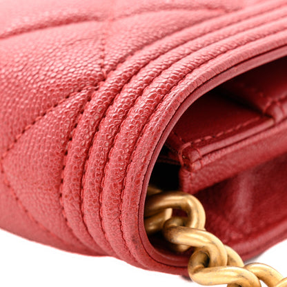 Chanel Caviar Quilted Boy Wallet On Chain WOC Red 11 of 13