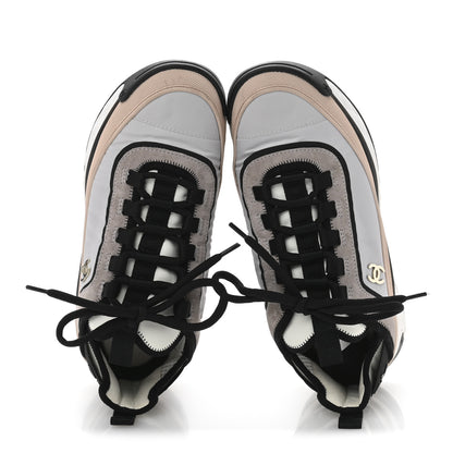 Chanel Suede Calfskin Mixed Fibers CC Sneakers 39 Pink Grey 2 of 10