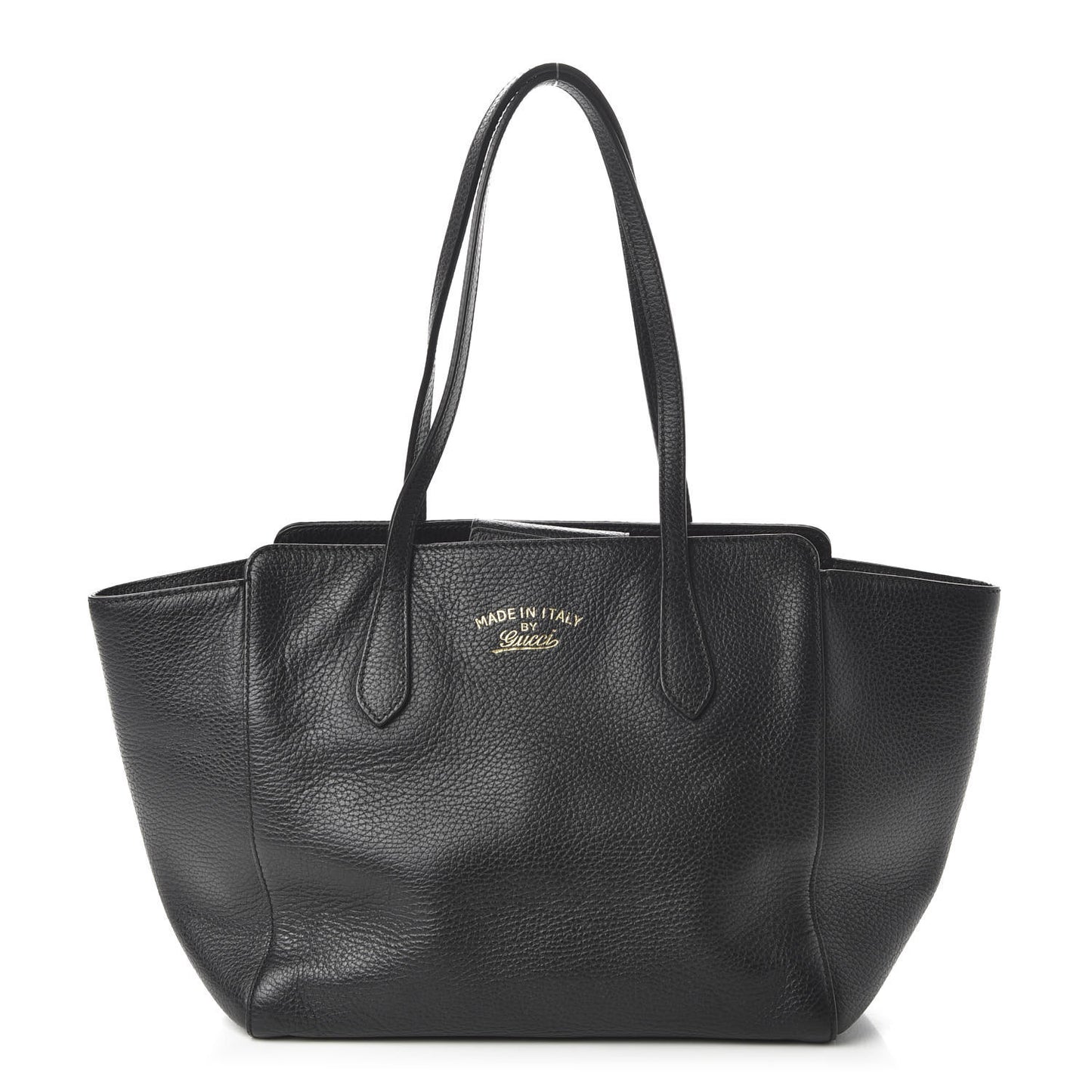 Pebbled Calfskin Small Swing Tote Black