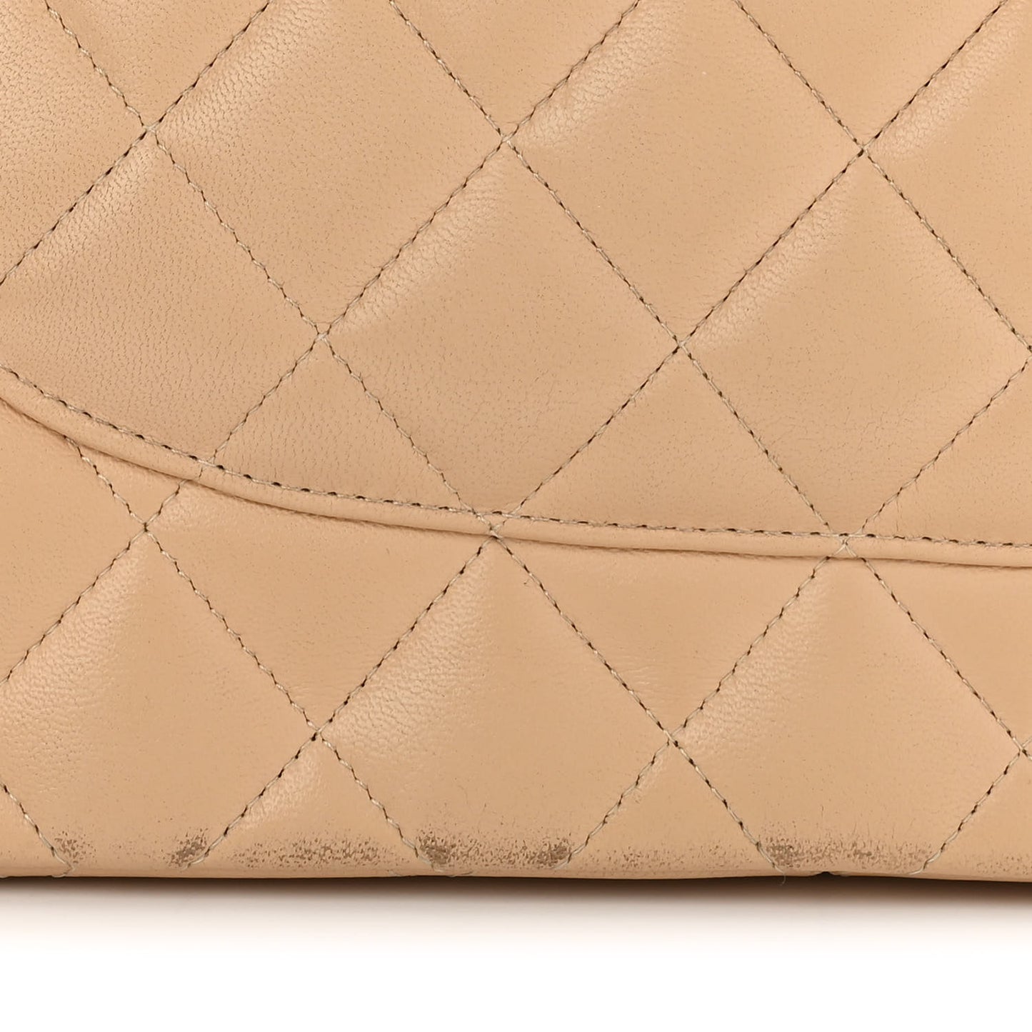 Lambskin Quilted Jumbo Double Flap Beige