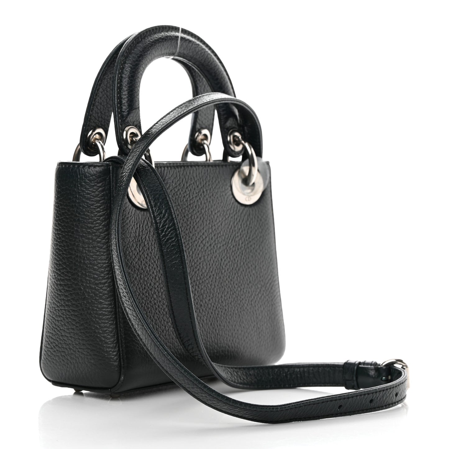 Deerskin Floral Printed Mini Lady Dior Black Blue