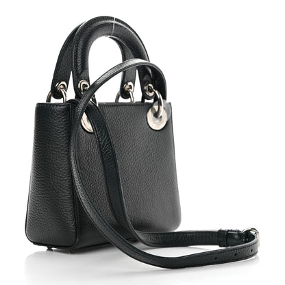 Christian Dior Deerskin Floral Printed Mini Lady Dior Black Blue 3 of 15