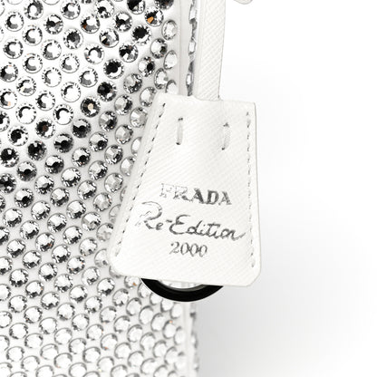Prada Satin Crystal Mini Re-Edition 2000 Bag White 9 of 12