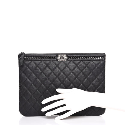 Chanel Calfskin Quilted Medium Boy Chain Around Cosmetic Case Black 5 of 9
