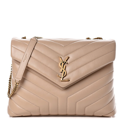 Saint Laurent Calfskin Y Quilted Monogram Medium Loulou Chain Satchel Nude Powder 1 of 11