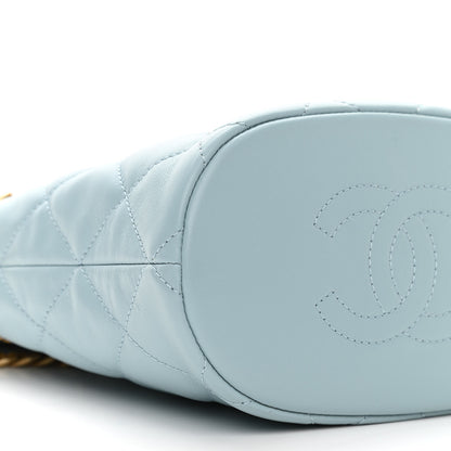Chanel Lambskin Enamel Quilted Pending CC Mini Bucket Bag Light Blue 9 of 11