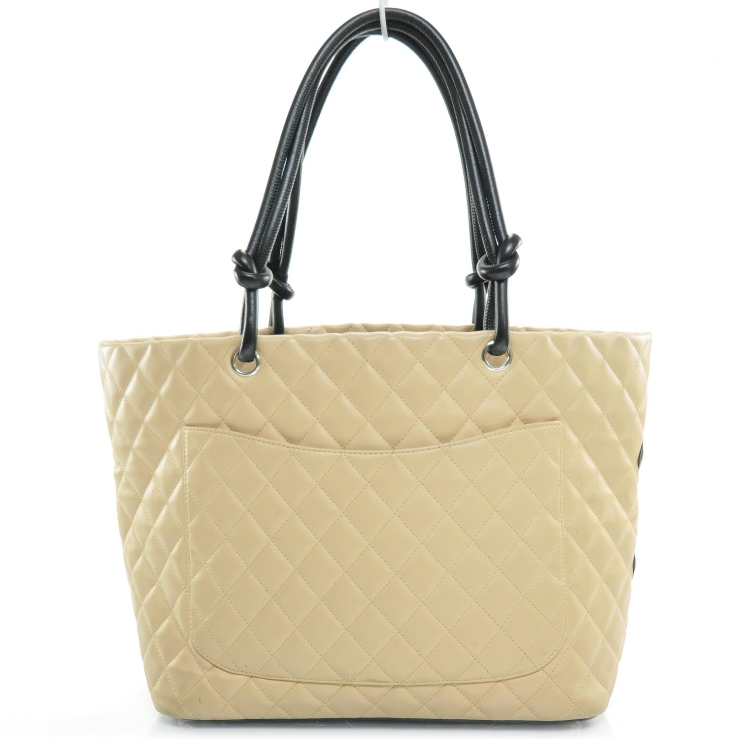 Chanel Calfskin Quilted Large Cambon Tote Beige Black 4 of 10
