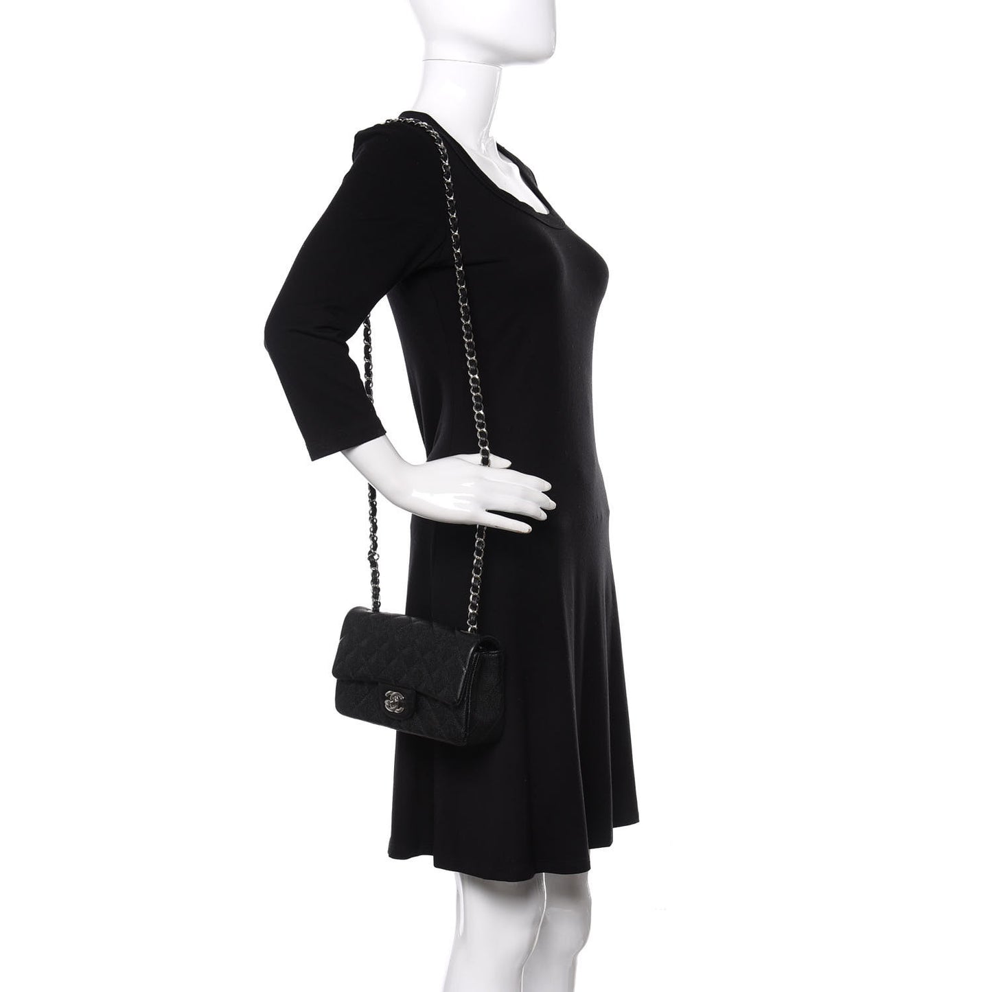 Caviar Quilted Mini Rectangular Flap Black