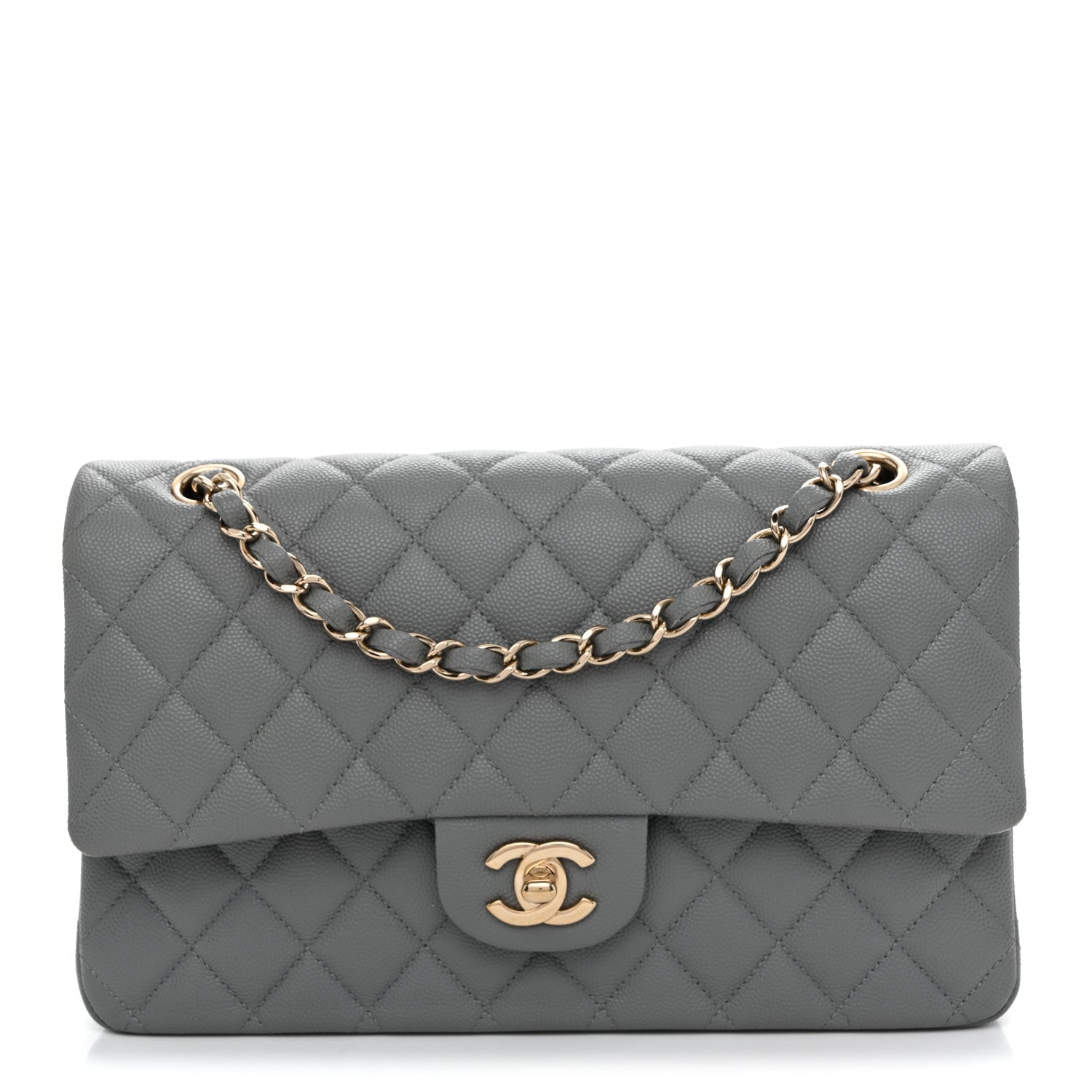 Chanel Caviar Quilted Medium Double Flap Grey 1 of 14