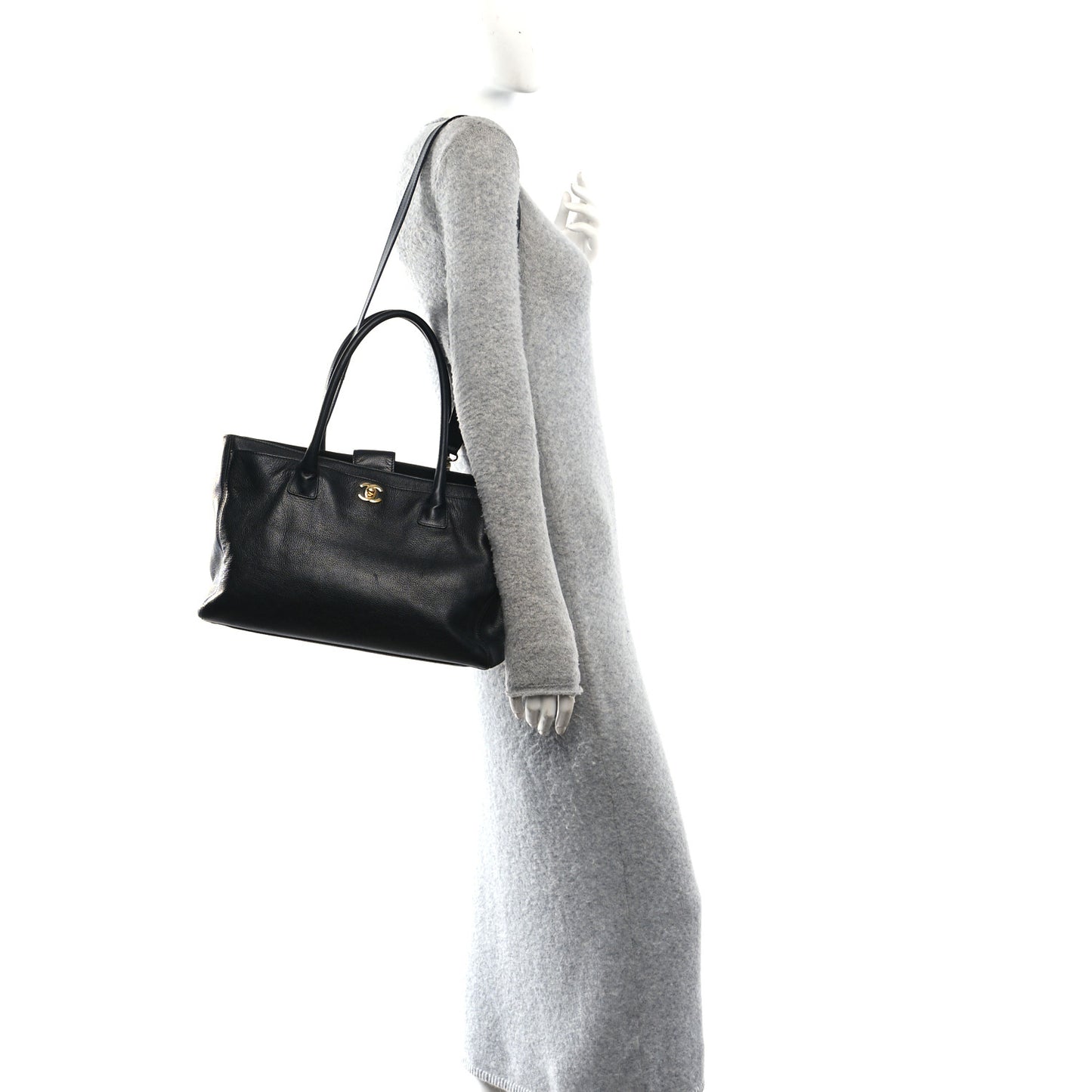 Calfskin Cerf Executive Shopper Tote Black