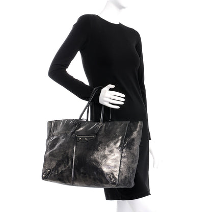 Balenciaga Metallic Calfskin Milkyway Papier A4 Tote Black 2 of 7