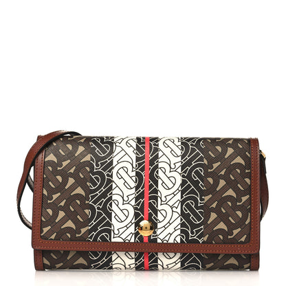 Burberry E-Canvas Monogram Stripe Hannah Wallet Bridle Brown 1 of 8