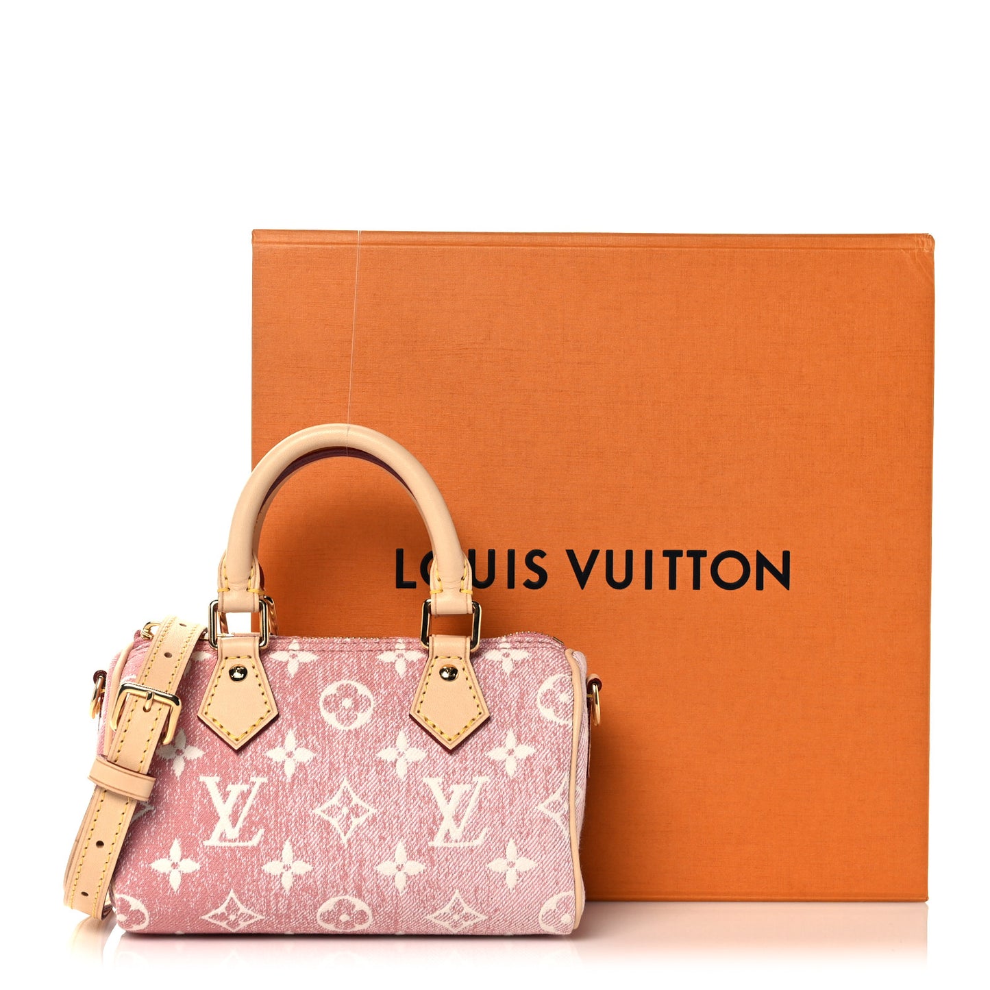 Monogram Jacquard Denim Nano Speedy Bandouliere Pink