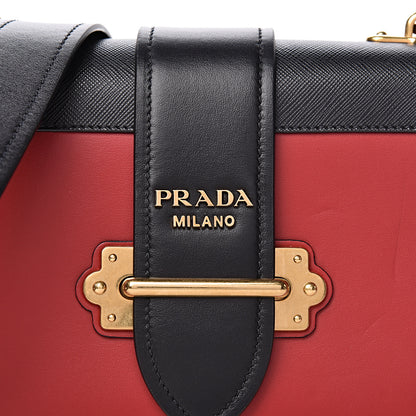 Prada City Calfskin Saffiano Cahier Bag Fuoco Black 8 of 11