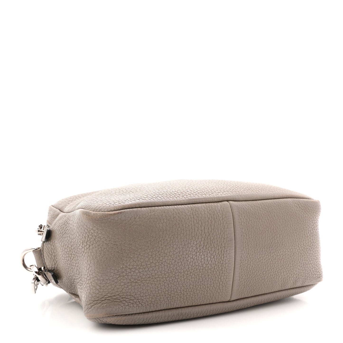 Vitello Daino Soft Medium Double Zip Shoulder Bag Argilla