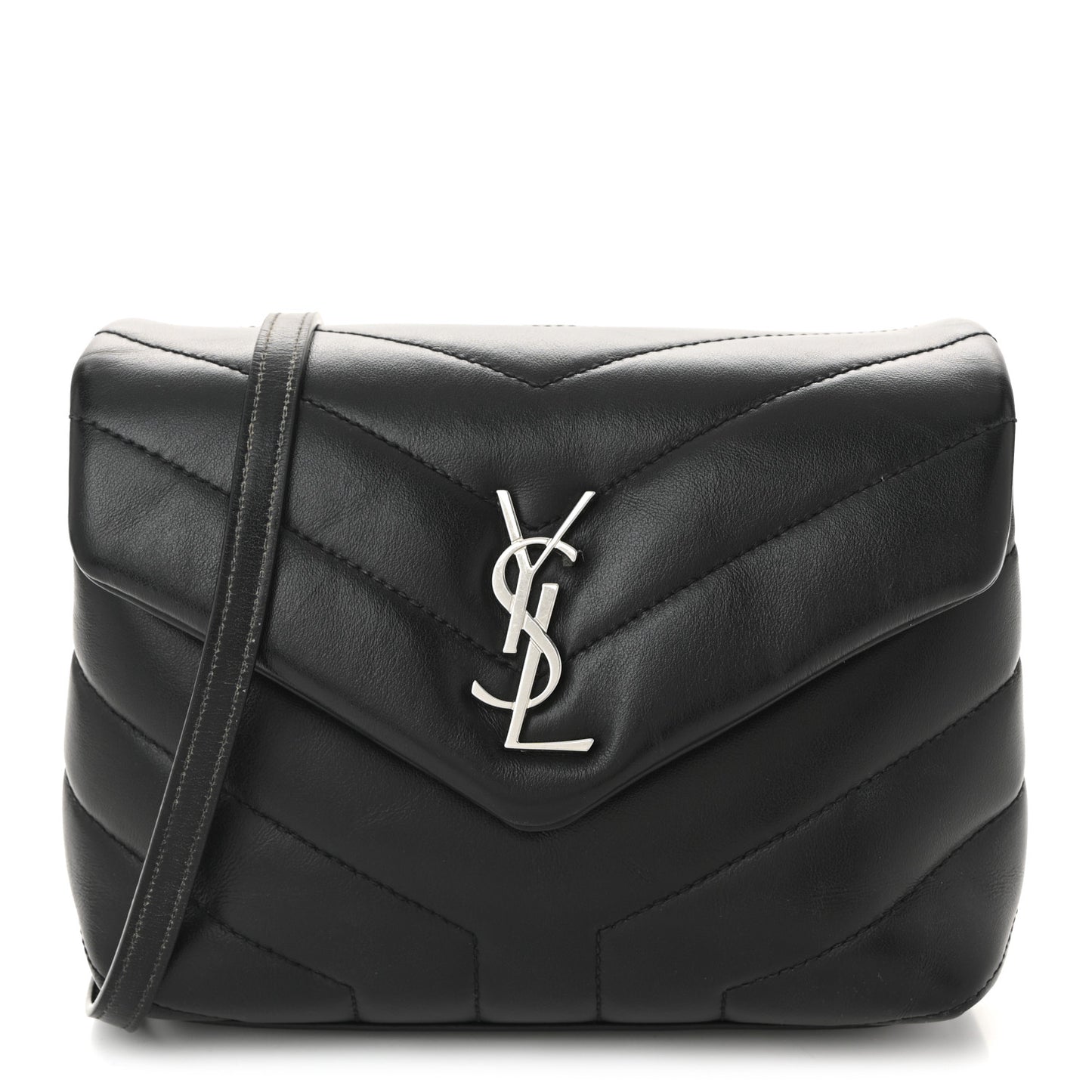 Calfskin Y Quilted Monogram Toy Loulou Crossbody Bag Black