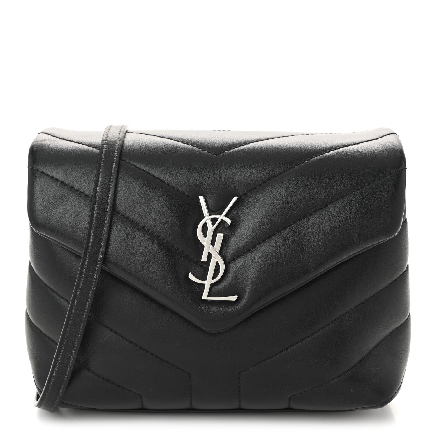 Saint Laurent Calfskin Y Quilted Monogram Toy Loulou Crossbody Bag Black 1 of 10