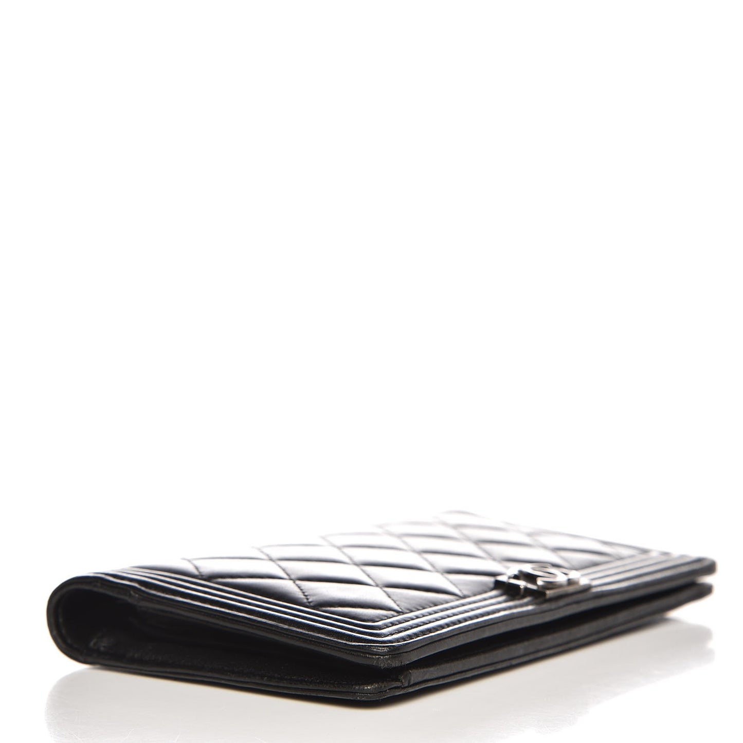 Lambskin Quilted Boy Yen Wallet Black