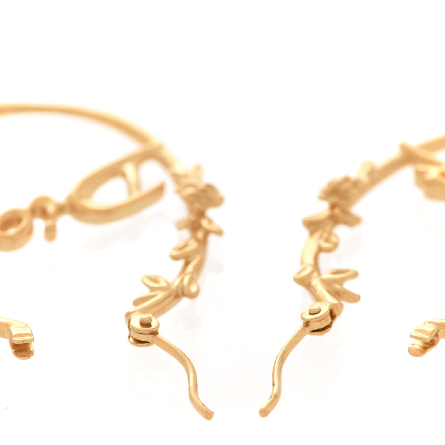 Christian Dior Metal Script Hoop Earrings Gold 3 of 5