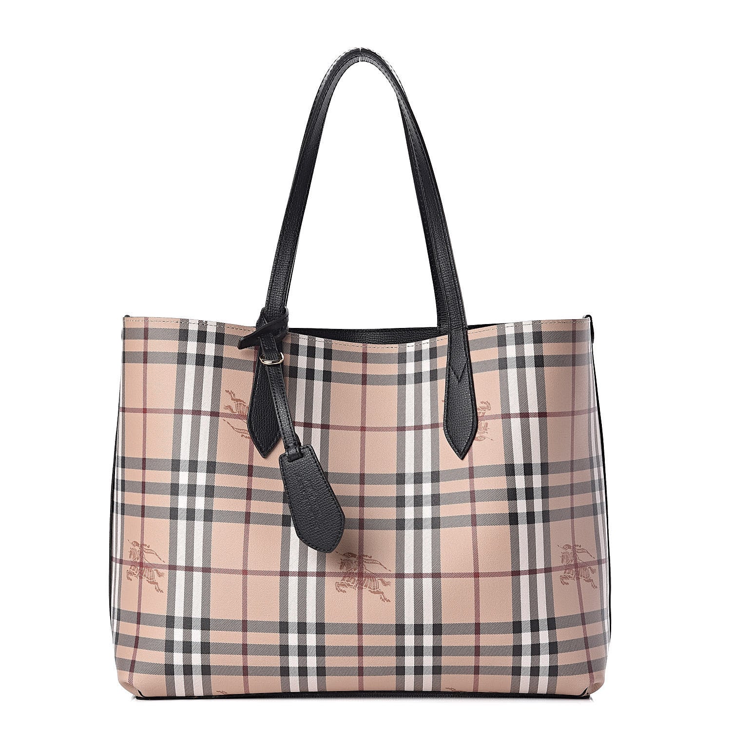 Burberry Grainy Calfskin Haymarket Check Medium Reversible Tote Black 1 of 16