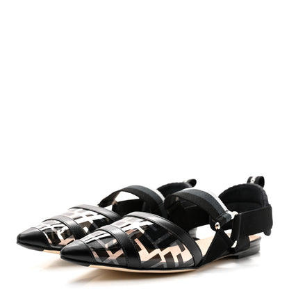 Fendi PVC Calfskin FF Colibri Slingback Ballerina Flats 38 Black 3 of 9