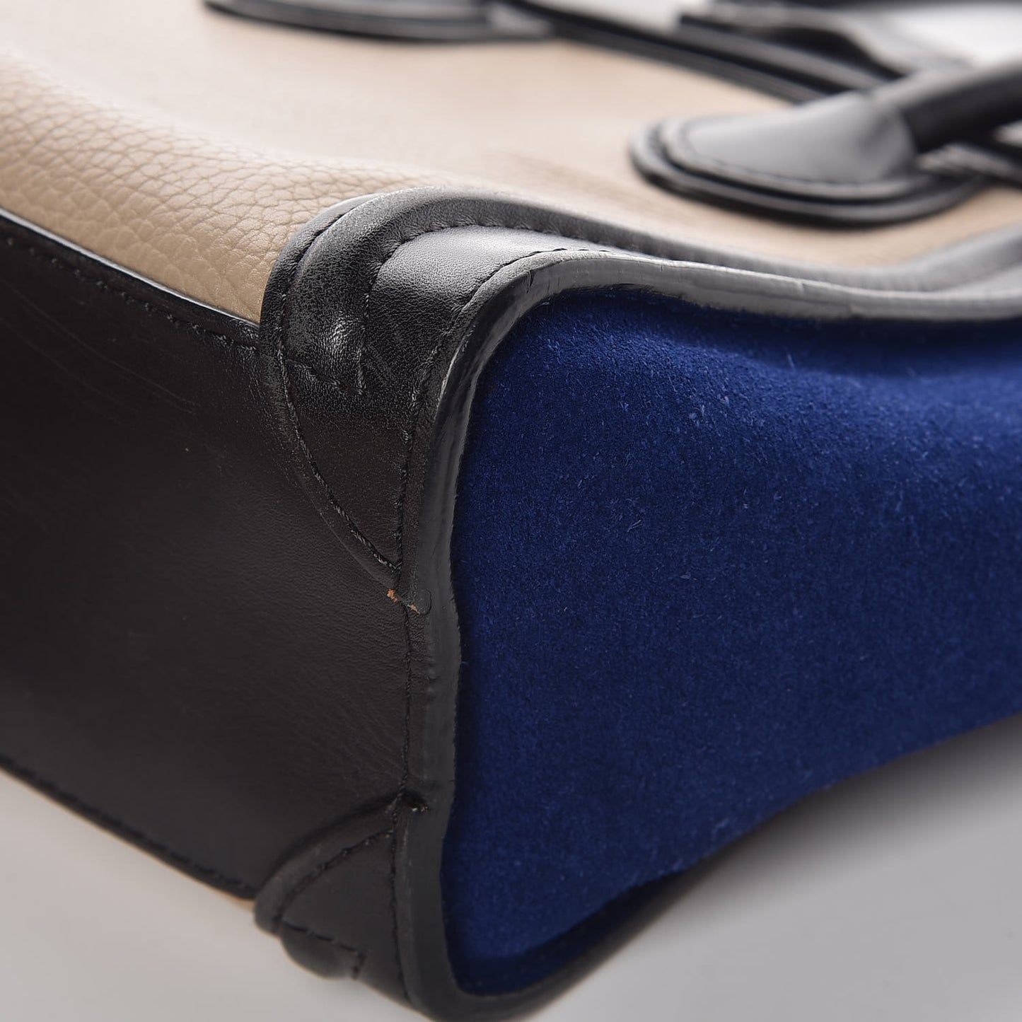 Smooth Drummed Calfskin Nano Tri-Color Luggage Beige