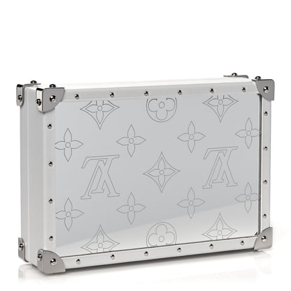 Louis Vuitton Calfskin Mirror Monogram Etched Jewelry Box Trunk White 3 of 12