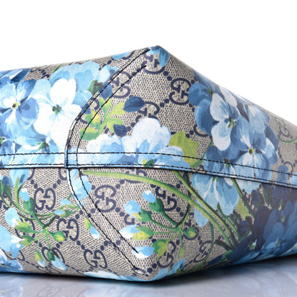 Gucci GG Supreme Monogram Blooms Medium Reversible Tote Beige Blue Navy 14 of 16
