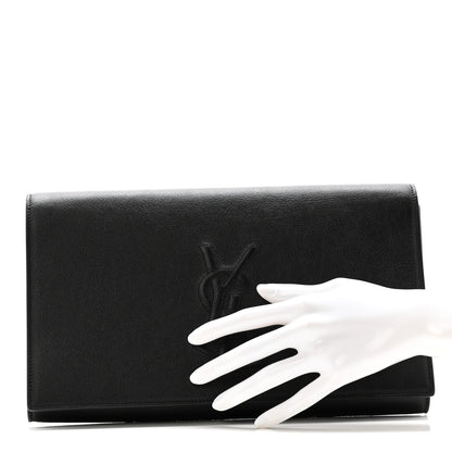Saint Laurent Calfskin Monogram Large Belle De Jour Clutch Black 2 of 10