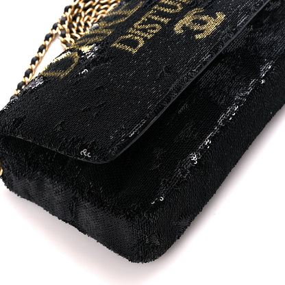 Chanel Sequin Paris Cosmopolite Dare To Disturb Flap Black Gold 9 of 11