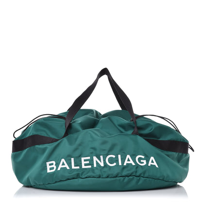 Balenciaga Textured Sport Nylon Logo Embroidered S Wheel Gym Bag Vert Emeraude 1 of 7
