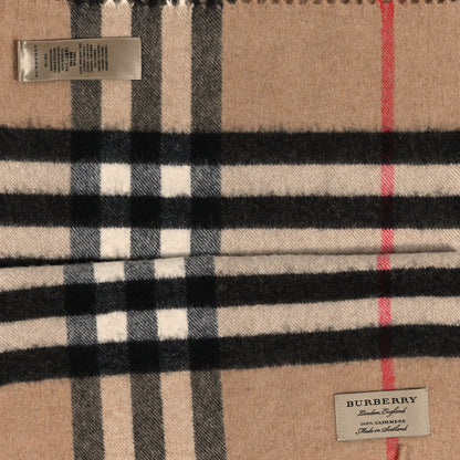 Burberry Cashmere Giant Check Fringe Scarf Camel 3 of 3