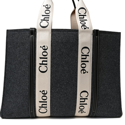 Chloe Felt Large Woody Ribbon Tote Cashmere Grey 10 of 12