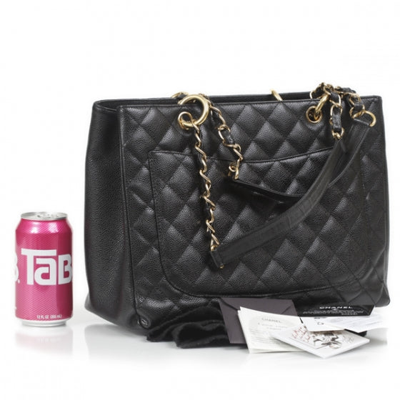 Caviar Quilted Grand Shopping Tote GST Black