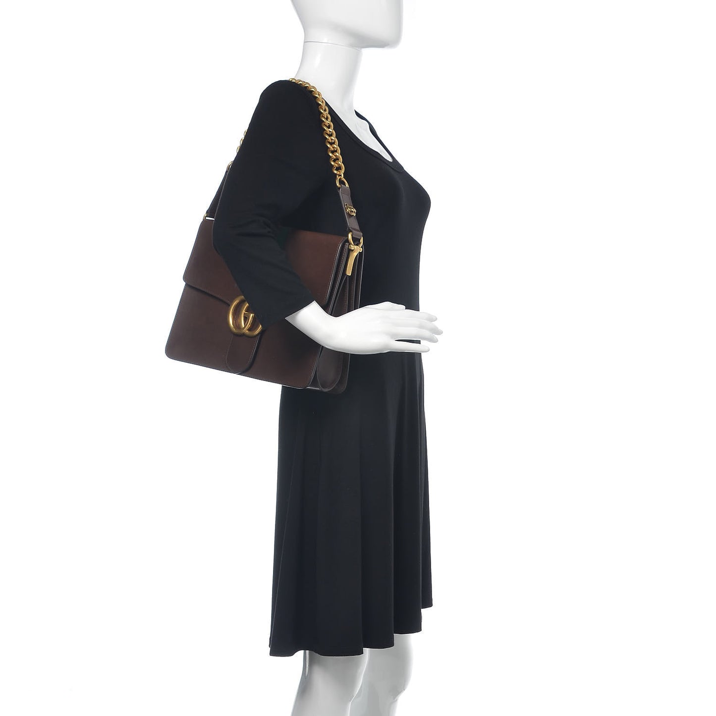 Tuscany Lux Calfskin Web GG Marmont Shoulder Bag Fondent