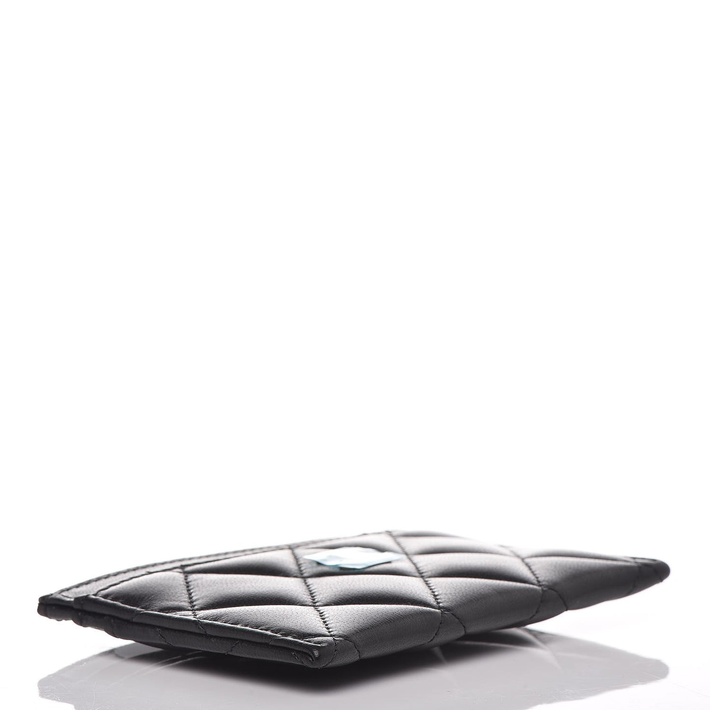 Lambskin Quilted Card Holder Black