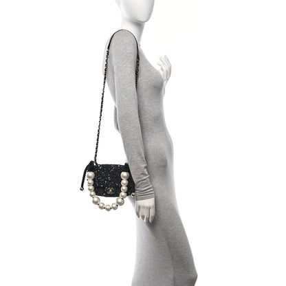 Chanel Tweed Mini Pearl Handle Flap Black Ecru 2 of 10