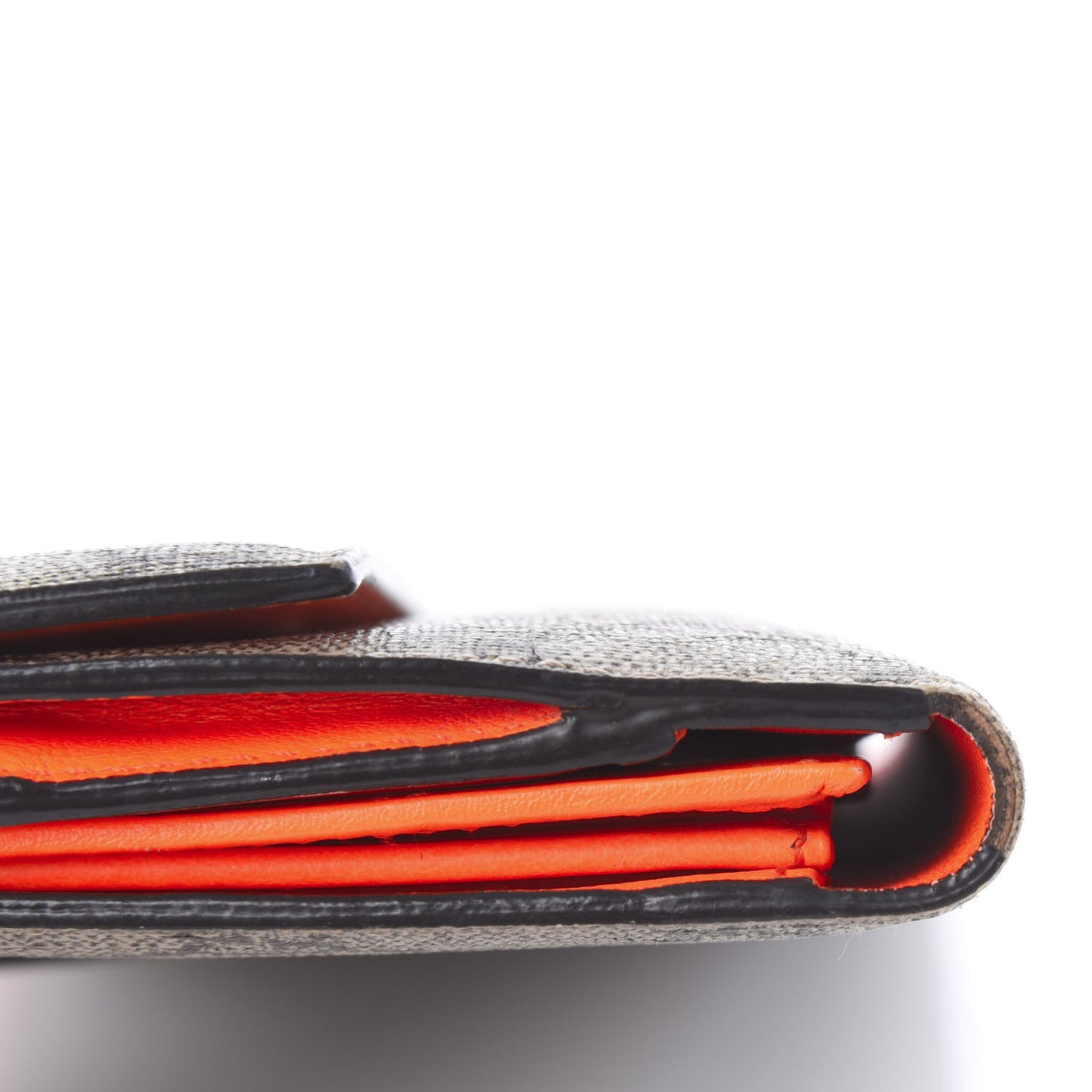 GG Supreme Monogram Continental Heart Wallet Beige Fluorescent Orange
