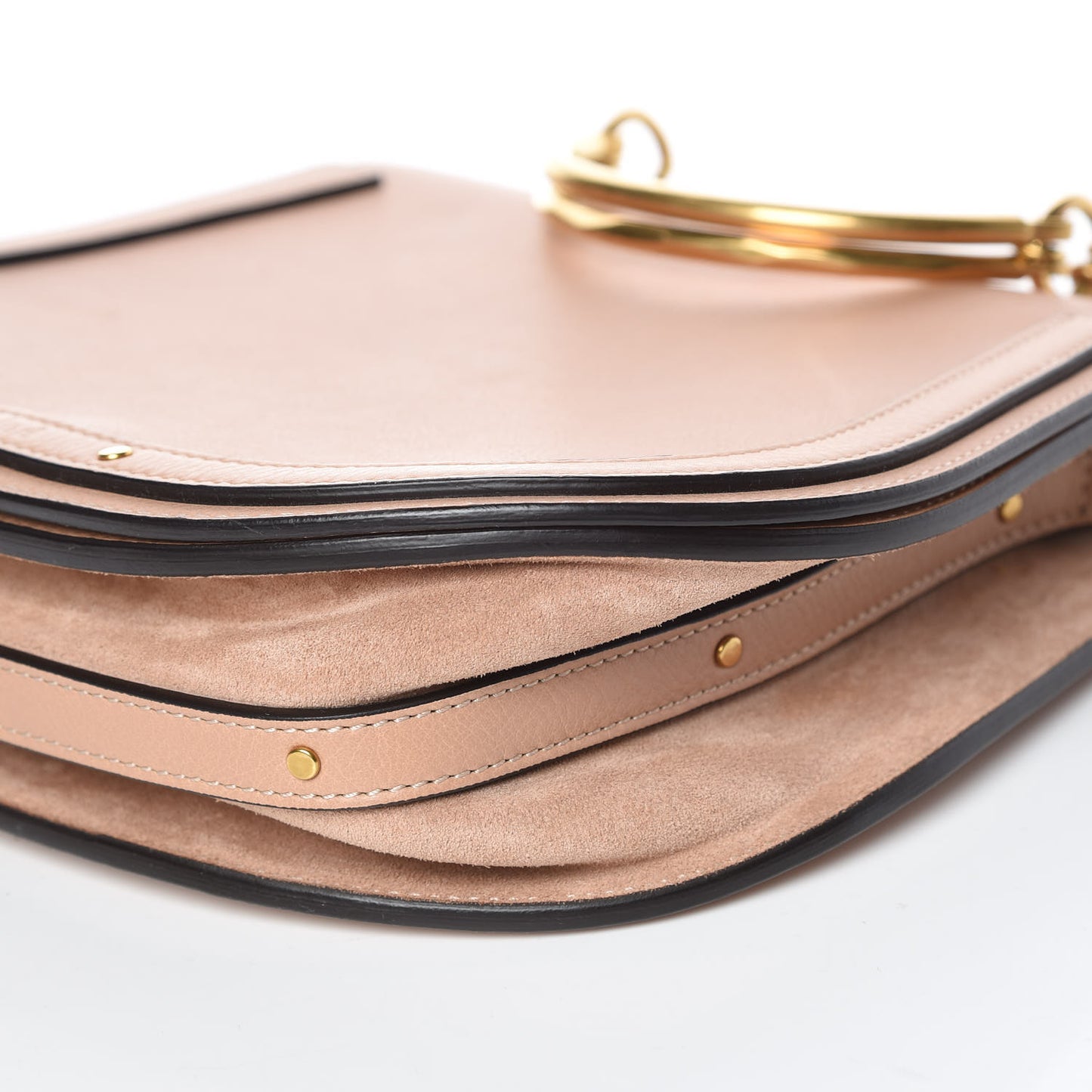 Calfskin Suede Medium Nile Bracelet Bag Biscotti Beige