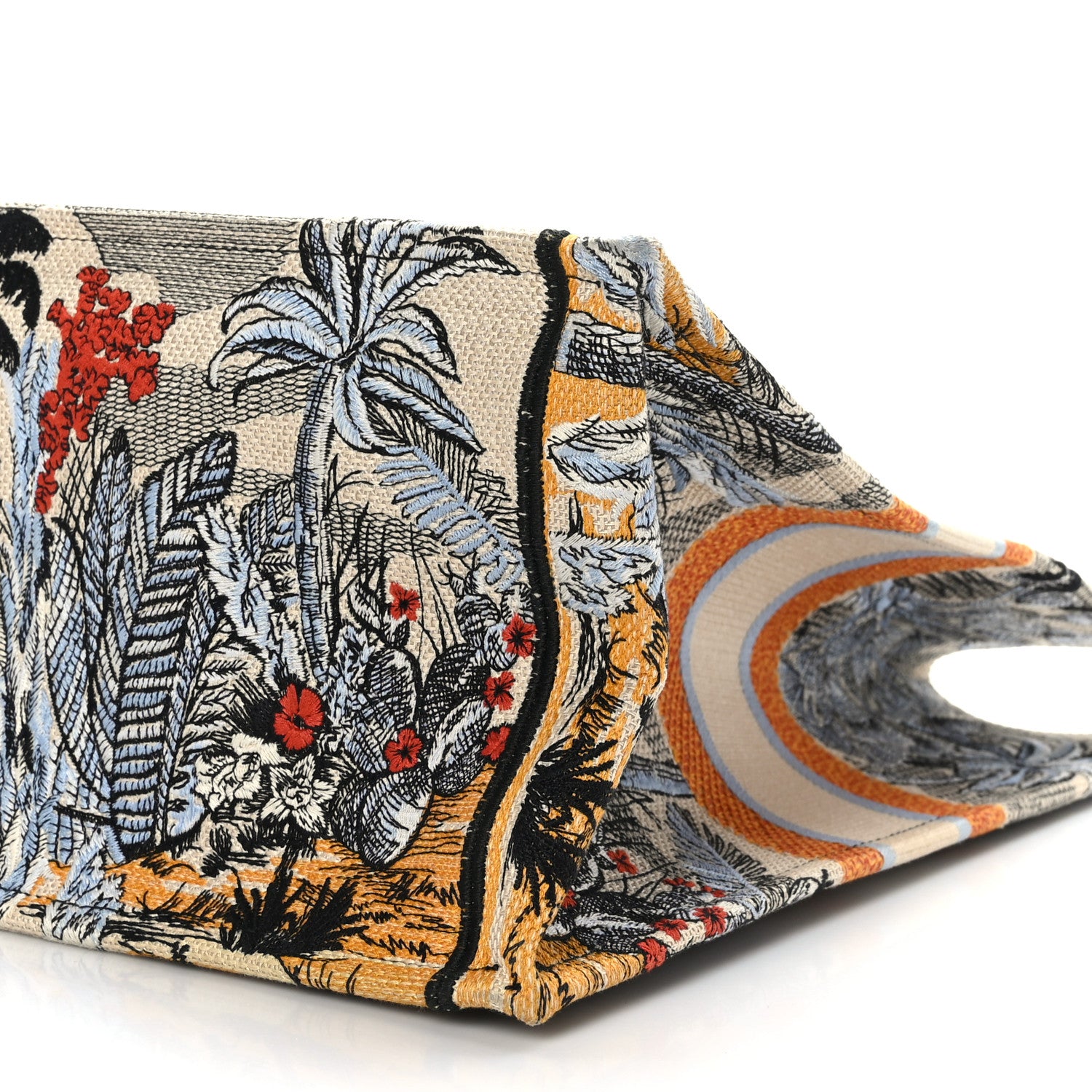 Christian Dior Canvas Embroidered Large Palm Tree Toile De Jouy Book Tote Multicolor 9 of 9