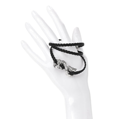 John Hardy Sterling Silver Leather Naga Dragon Triple Wrap Bracelet Black 2 of 5