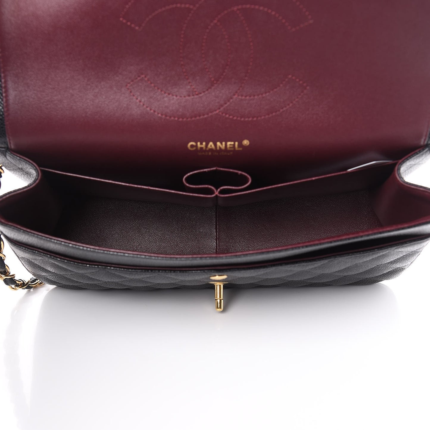 Caviar Quilted Jumbo Double Flap Black