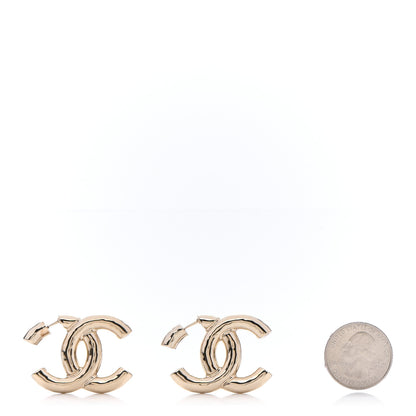 Chanel Metal Large CC Earrings Light Gold 2 of 4