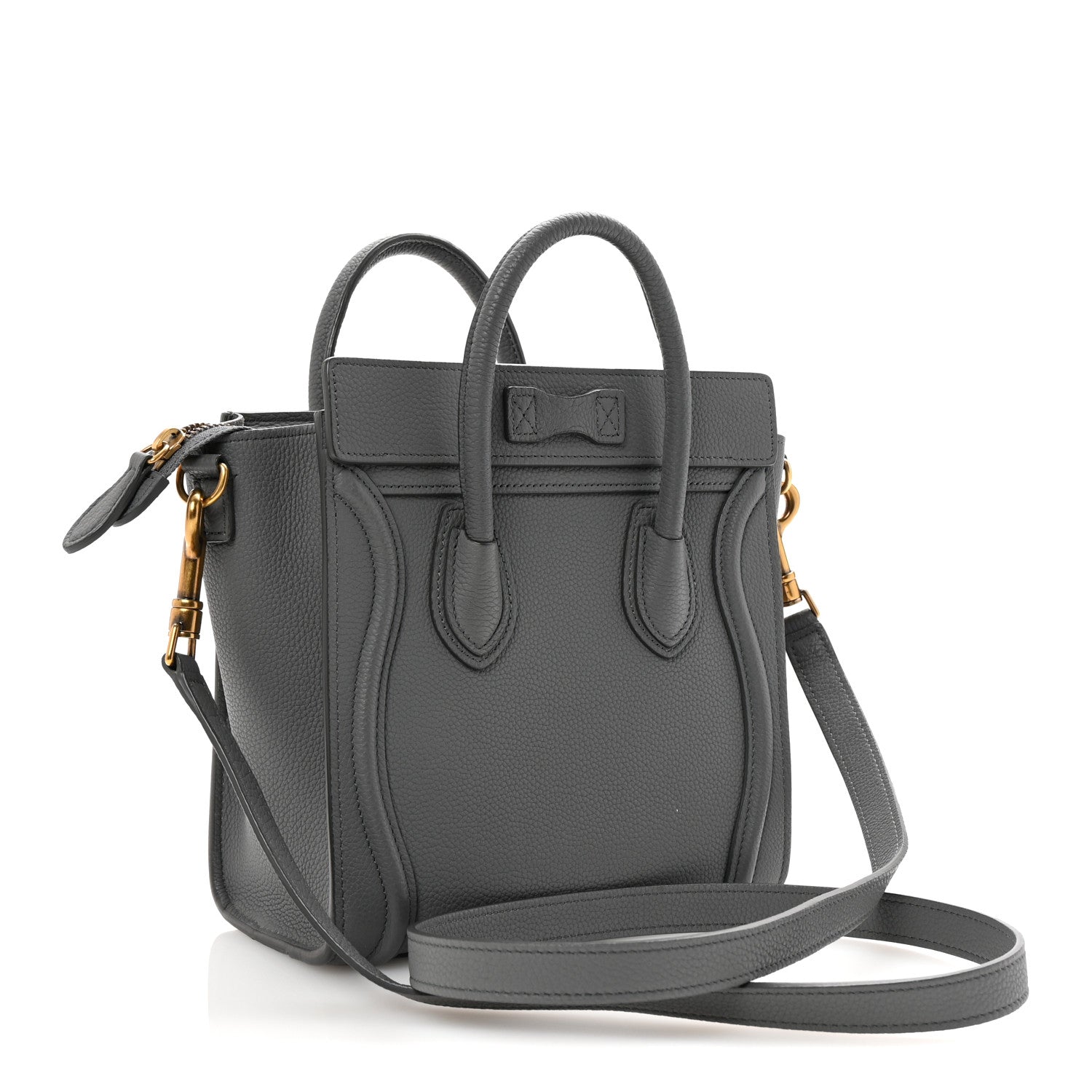 Celine Drummed Calfskin Nano Luggage Kohl 3 of 11