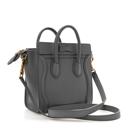 Celine Drummed Calfskin Nano Luggage Kohl 3 of 11